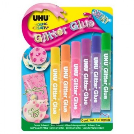 COLLE GLITTER UHU SHINY BLISTER X 6