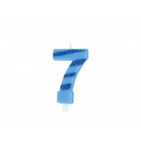 CANDELE GLITTER AZZURRE N. 7