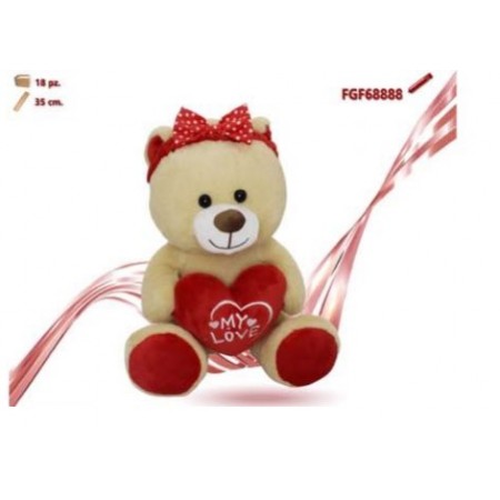 ORSO CON CUORE E FIOCCO CM.35