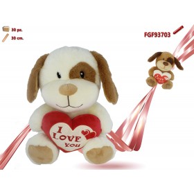 CANE PELUCHE CON CUORE CM.30