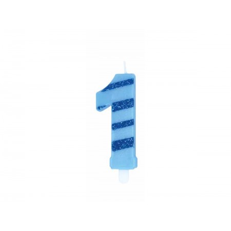 CANDELE GLITTER AZZURRE N. 1