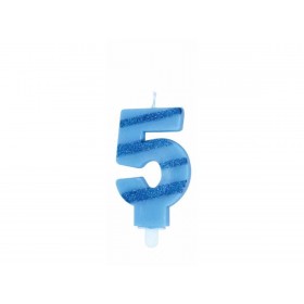 CANDELE GLITTER AZZURRE N. 5