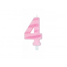 CANDELE GLITTER ROSA N. 4