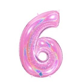 PALLONCINI MYLAR N.6 ROSA GLITTER 102CM