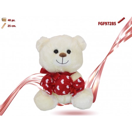 PELUCHE ORSO CON FIOCCO E CARAMELLA CM.25