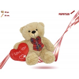 ORSO PELUCHE CON FIOCCO E CUORE CM.25