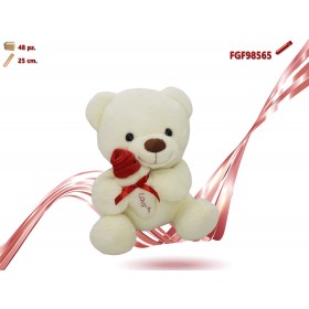 ORSO PELUCHE CON ROSA CM.25