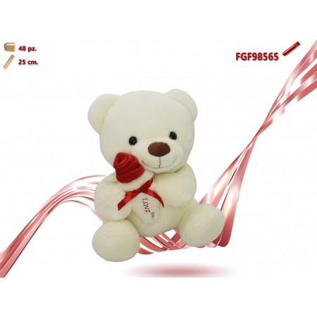 ORSO PELUCHE CON ROSA CM.25