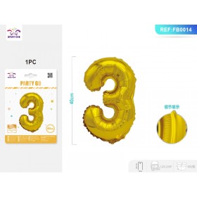 PALLONCINO MYLAR ORO NUMERO 3 40CM