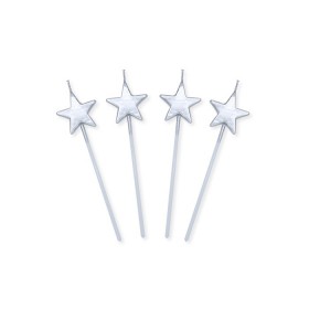 4 CANDELE 13CM PICK STELLE ARGENTO METAL