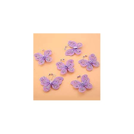 FARFALLE C/PINZETTA SET 2 PZ ORGANZA CON GLITTER