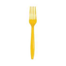 FORCHETTE IN PLASTICA GIALLE PZ.24