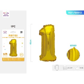 PALLONCINO MYLAR ORO NUMERO 1 40CM