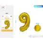 PALLONCINO MYLAR ORO NUMERO 9 40CM