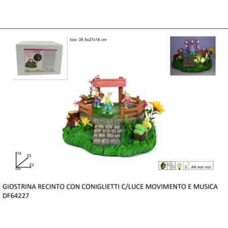 GIOSTRINA RECINTO CON CONIGLIETTI C/LUCE MOVIMENTO E MUSICA