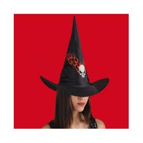 CAPPELLO STREGA C/TESCHIO E FIAMME