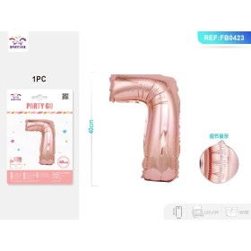 PALLONCINO MYLAR ORO ROSA NUMERO 7 40CM