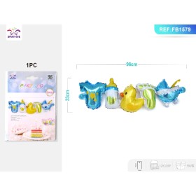 SET PALLONCINI MYLAR BAMBINO BLU 27X96.5