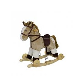 CAVALLO A DONDOLO CON RUOTE BEIGE