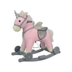CAVALLO A DONDOLO CON RUOTE ROSA