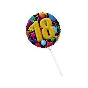 MYLAR TONDO CM. 25 COMPLEANNO 18 ANNI CRAZY CON AST