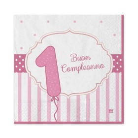 TOVAGLIOLI 33X33 PRIMO COMPLEANNO ROSA