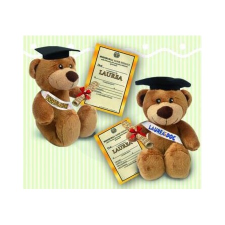 ORSO 30CM CAPPELLO FASCIA E PERGAMENA LAUREA