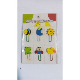 BLISTER 6 FERMAGLI COLORATI IN LEGNO PZ 48