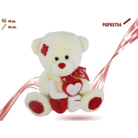ORSO PELUCHE CON SCRITTA LOVE E FIOCCO CM.30