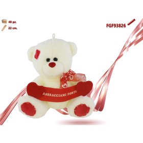 ORSO PELUCHE CON FIOCO E DOPPIO CUORE CM.22