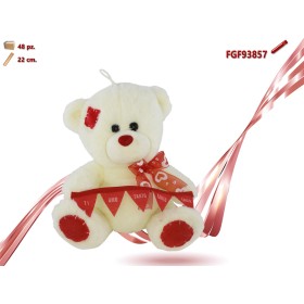 ORSO PELUCHE CON FIOCCO E FESTONE CM.22