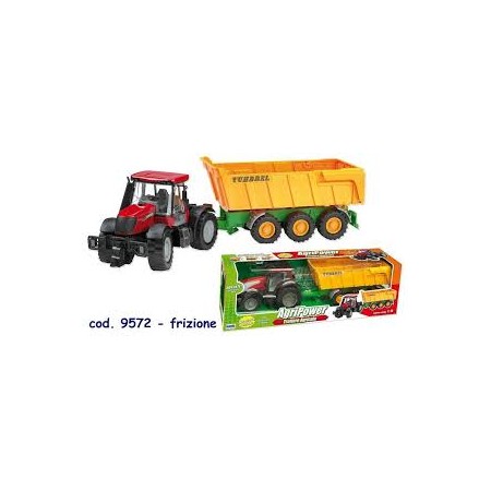 MAXI TRATTORE AGRIPOWER CON CARRO 1:18