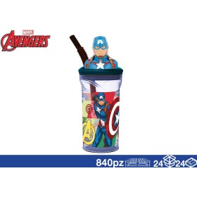 BICCHIERE C/CANNUCCIA E PERSONAGGIO 360 ML CAPTAIN AMERICA