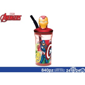 BICCHIERE C/CANNUCCIA E PERSONAGGIO 360 ML IRON MAN