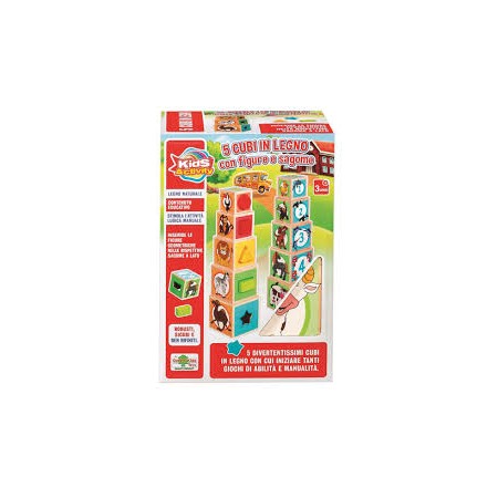 GIOCO LEGNO 5 CUBI IMPILABILI CON INSERTI