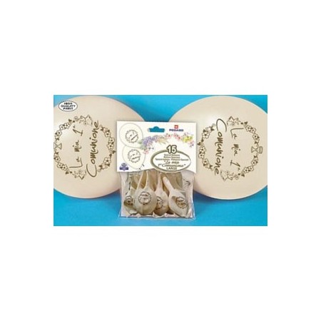 PALLONCINI METALLIZZATI 1 COMUNIONE PZ 15