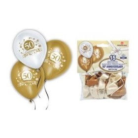 PALLONCINI METALLIZZATI 50 ANNIVERSARIO PZ 15