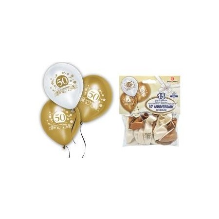 PALLONCINI METALLIZZATI 50 ANNIVERSARIO PZ 15