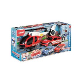 PLAYSET EMERGENZA PROTEZIONE AUTO ED ELICOTTERI LUCI E SUONI