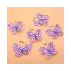 FARFALLE C/PINZETTA SET 2 PZ ORGANZA CON GLITTER