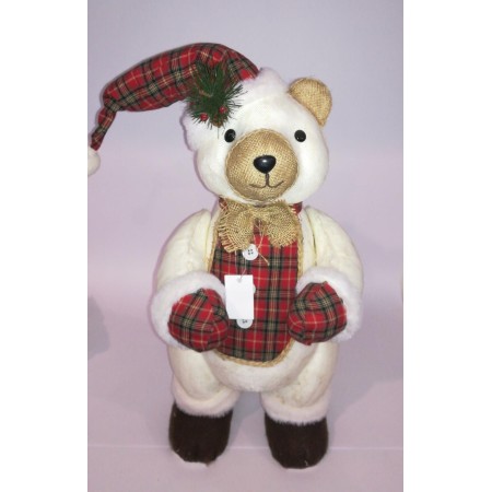 ORSETTO STOFFA SCOZZESE ROSSO 65CM