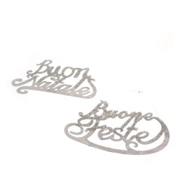 BUON NATALE+BUONE FESTE 25.5X16.5CM.ARGEN.2AS