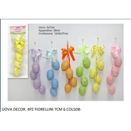 UOVA DECOR. 4PZ FIORELLINI 7 CM