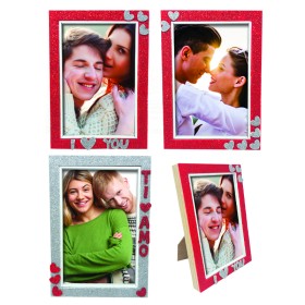 PORTAFOTO IN LEGNO C/GLITTER E SCRITTA TI AMO