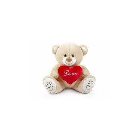 ORSO BEIGE SEDUTO CON CUORE CM.40
