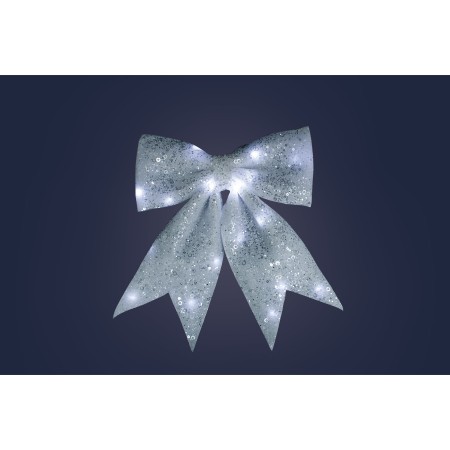 PUNTALE FIOCCO CON 20 LED A BATTERIA BIANCO