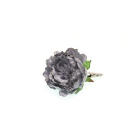 PEONIA SINGOLA CON CLIP ARGENTO 7CM