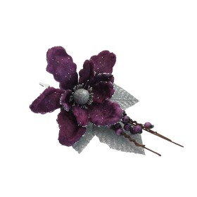 MAGNOLIA C/CLIP  GLITTER VIOLA 25X5CM.