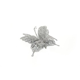 FARFALLA 15X14CM. GLITTER ARGENTO.