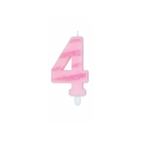 CANDELE GLITTER ROSA N. 4